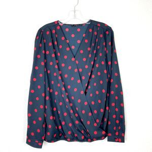 Mohito Collection Women's Cross Front Blouse Size 40 (US-10) Navy Red Office